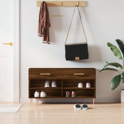 Banc à chaussures chêne marron 102x35x55 cm bois d'ingénierie 