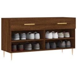 Banc à chaussures chêne marron 102x35x55 cm bois d'ingénierie 