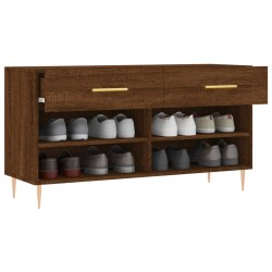 Banc à chaussures chêne marron 102x35x55 cm bois d'ingénierie 