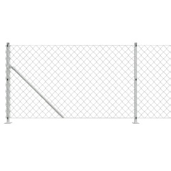 Clôture en mailles de chaîne avec bride argenté 1,1x25 m 