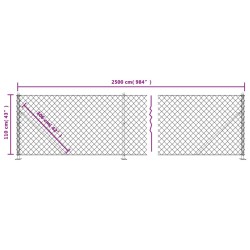 Clôture en mailles de chaîne avec bride argenté 1,1x25 m 