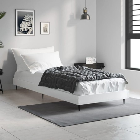 Cadre de lit sans matelas blanc brillant 75x190 cm 