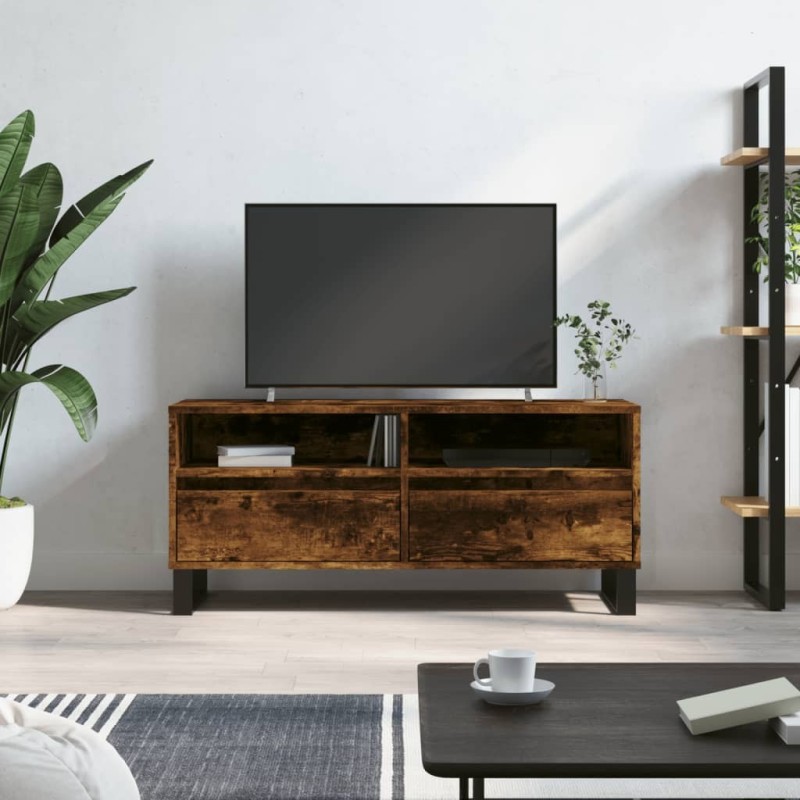Meuble TV chêne fumé 100x34,5x44,5 cm bois d'ingénierie Meuble TV chêne fumé 100x34,5x44,5 cm bois d'ingénierie
