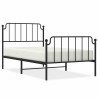 Cadre de lit métal sans matelas avec pied de lit noir 100x190cm 