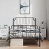 Cadre de lit métal sans matelas avec pied de lit noir 100x190cm 
