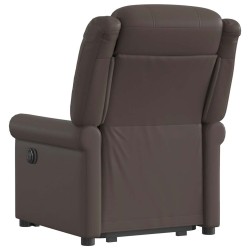Fauteuil inclinable électrique marron brillant similicuir 