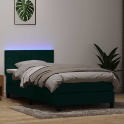 Sommier à lattes de lit et matelas vert foncé 90x210 cm velours 