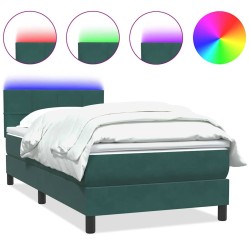 Sommier à lattes de lit et matelas vert foncé 90x210 cm velours 