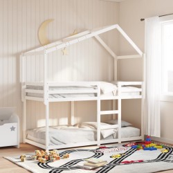 Lit superposé sans matelas blanc 90x200 cm bois de pin massif 