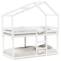 Lit superposé sans matelas blanc 90x200 cm bois de pin massif 