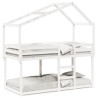Lit superposé sans matelas blanc 90x200 cm bois de pin massif 