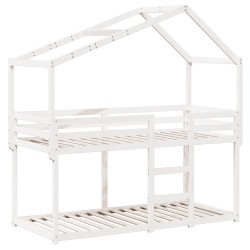 Lit superposé sans matelas blanc 90x200 cm bois de pin massif 