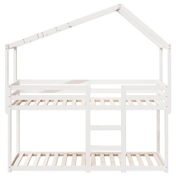 Lit superposé sans matelas blanc 90x200 cm bois de pin massif 
