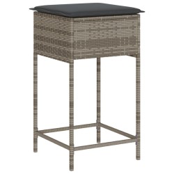 Ensemble de bar de jardin 5 pcs avec coussins gris poly rotin 