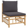 Salon de jardin 6 pcs avec coussins gris foncé bambou 