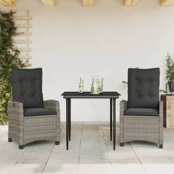 Ensemble à manger de jardin 3 pcs coussins gris résine tressée 