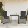 Ensemble à manger de jardin 3 pcs coussins gris résine tressée 