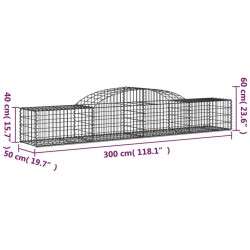Paniers à gabions arqués 5 pcs 300x50x40/60 cm fer galvanisé 