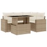 Salon de jardin avec coussins 5 pcs beige résine tressée 