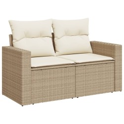 Salon de jardin avec coussins 5 pcs beige résine tressée 