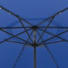 Parasol de jardin avec lumières LED et mât en métal bleu azuré 