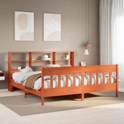 Cadre de lit sans matelas cire marron 200x200cm bois pin massif 