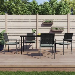 Ensemble à manger de jardin 5 pcs coussins résine tressée acier 