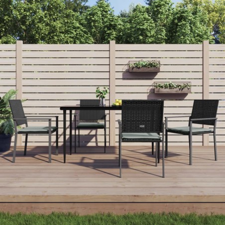 Ensemble à manger de jardin 5 pcs coussins résine tressée acier 