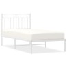 Cadre de lit métal sans matelas avec tête de lit blanc 90x200cm 