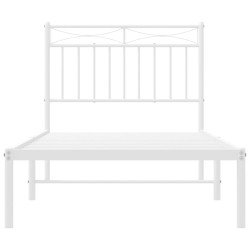 Cadre de lit métal sans matelas avec tête de lit blanc 90x200cm 