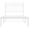 Cadre de lit métal sans matelas avec tête de lit blanc 90x200cm 