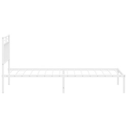 Cadre de lit métal sans matelas avec tête de lit blanc 90x200cm 