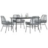 Ensemble à manger jardin coussins 5 pcs gris poly rotin verre 