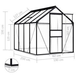 Serre avec cadre de base Anthracite Aluminium 4,75 m² 