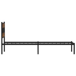 Cadre de lit en métal sans matelas chêne fumé 107x203 cm 