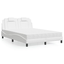 Lit avec matelas blanc 140x200 cm similicuir 