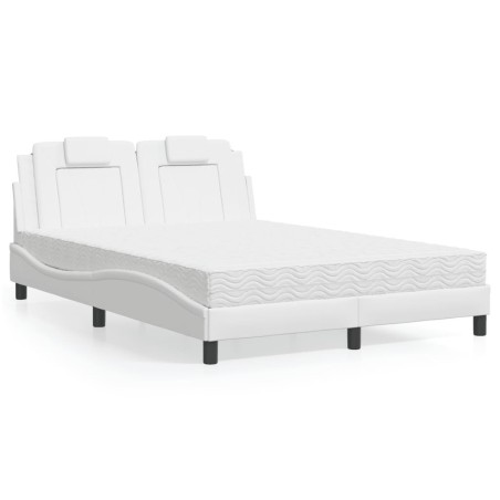 Lit avec matelas blanc 140x200 cm similicuir 