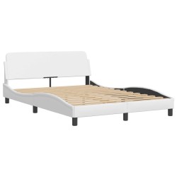 Lit avec matelas blanc 140x200 cm similicuir 