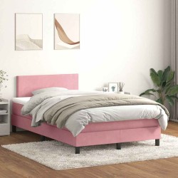 Sommier à lattes de lit avec matelas rose 120x220 cm velours 