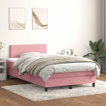Sommier à lattes de lit avec matelas rose 120x220 cm velours 