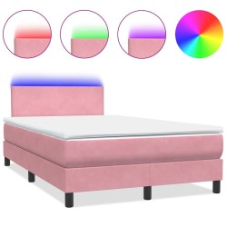 Sommier à lattes de lit avec matelas rose 120x220 cm velours 