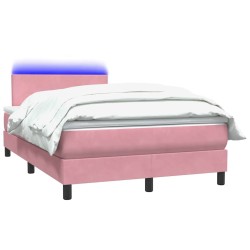 Sommier à lattes de lit avec matelas rose 120x220 cm velours 