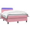 Sommier à lattes de lit avec matelas rose 120x220 cm velours 