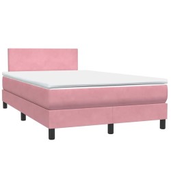 Sommier à lattes de lit avec matelas rose 120x220 cm velours 