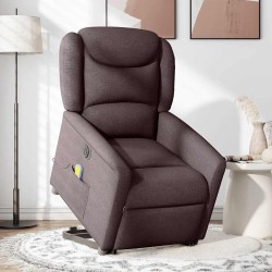 Fauteuil inclinable de massage électrique Marron foncé Tissu 