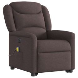 Fauteuil inclinable de massage électrique Marron foncé Tissu 