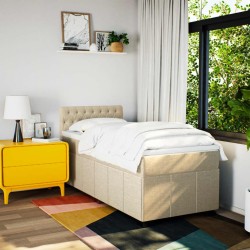 Sommier à lattes de lit avec matelas Crème 100x200 cm Tissu 