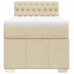 Sommier à lattes de lit avec matelas Crème 100x200 cm Tissu 