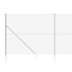 Clôture à mailles losangées avec ancrage argenté 1,4x10 m 
