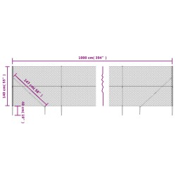 Clôture à mailles losangées avec ancrage argenté 1,4x10 m 
